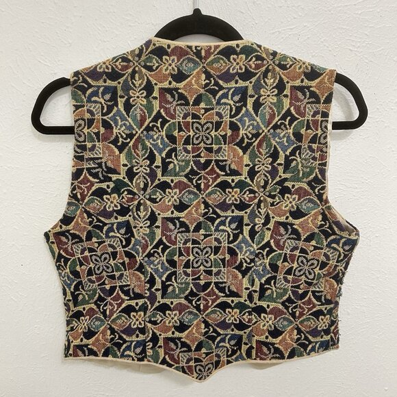 VTG 90s Hobby Horse Western Equestrian Show Vest  Tapestry Geometric Floral Sz M - Picture 5 of 8